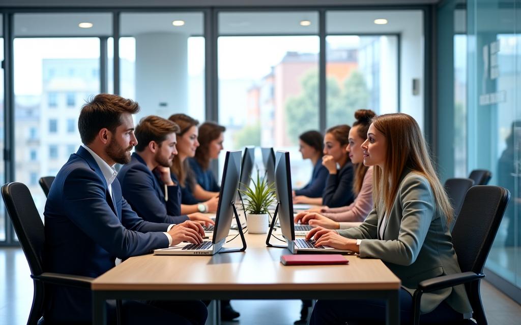 El equipo experto de Solace Viajes colaborando en su oficina de Madrid